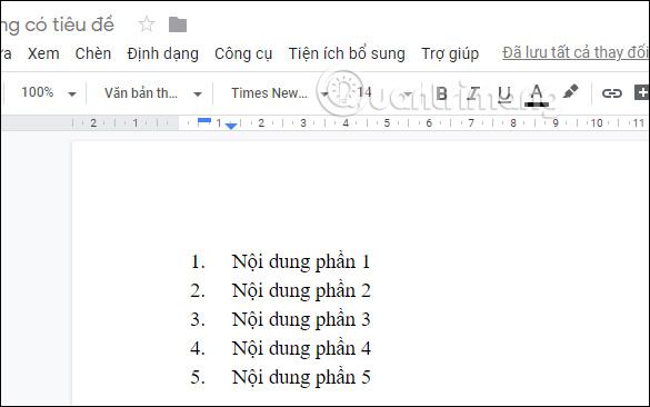 Liệt kê cấp độ 1 