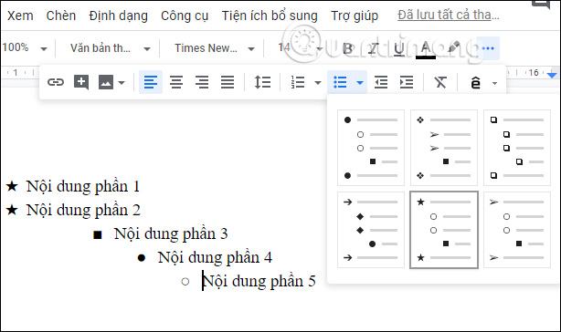 Thay đổi kiểu hiển thị danh sách 