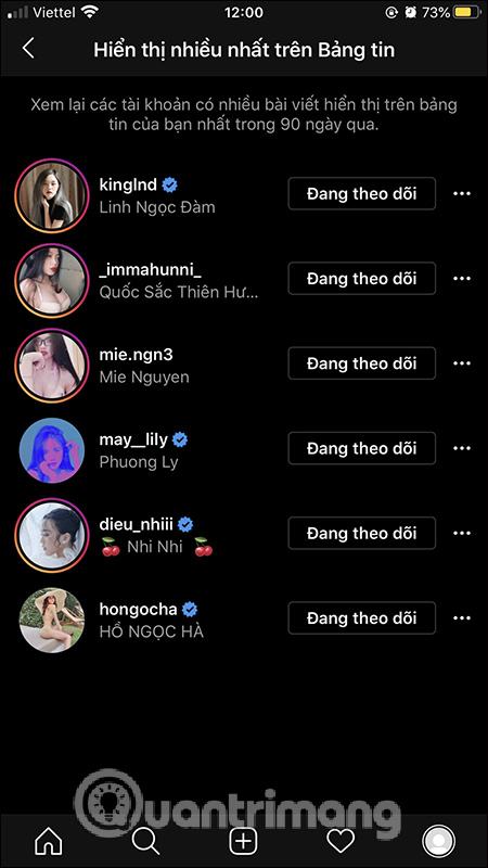 Hiện tại có nhiều tài khoản trong news feed