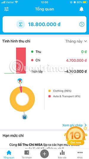 Ứng dụng quản lý thu nhập và chi phí