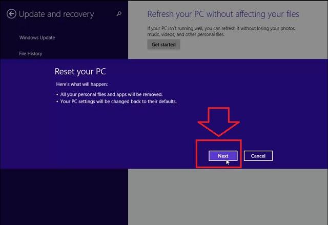 Hướng dẫn Đặt lại Windows 8.1 - Bước 2
