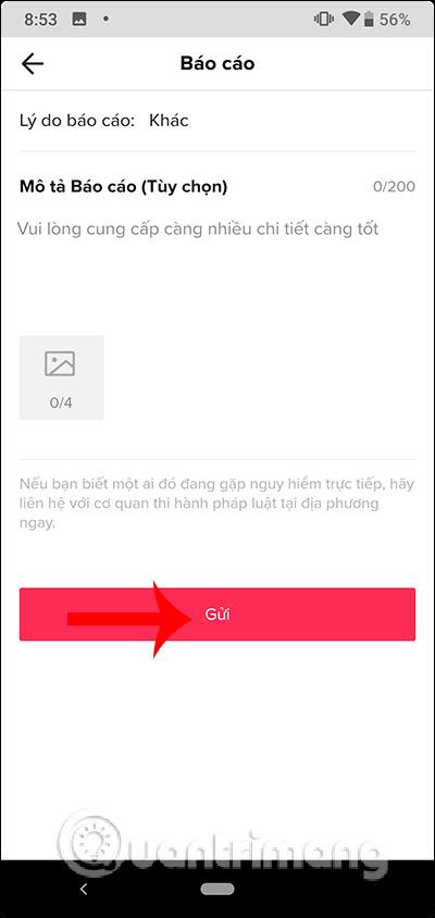 Gửi nội dung của video báo cáo