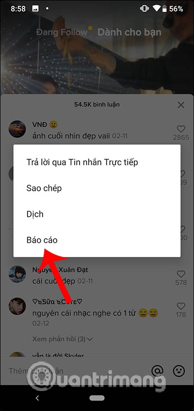 Nhận xét báo cáo