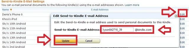 Thay đổi địa chỉ email để gửi sách