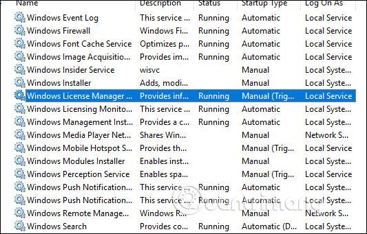 Nhấp vào Dịch vụ Trình quản lý Giấy phép Windows