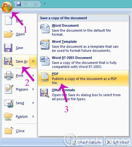 Lưu tệp Word ở định dạng PDF