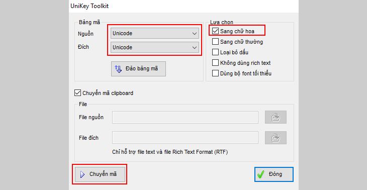 Chuyển đổi chữ hoa / thường trong Word bằng Unikey + bước 3
