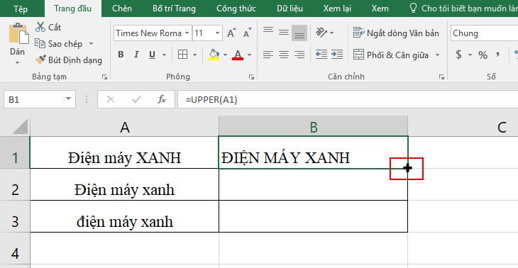 Cách chuyển đổi chữ thường thành chữ hoa, chữ hoa thành chữ thường trong Excel + Bước 2