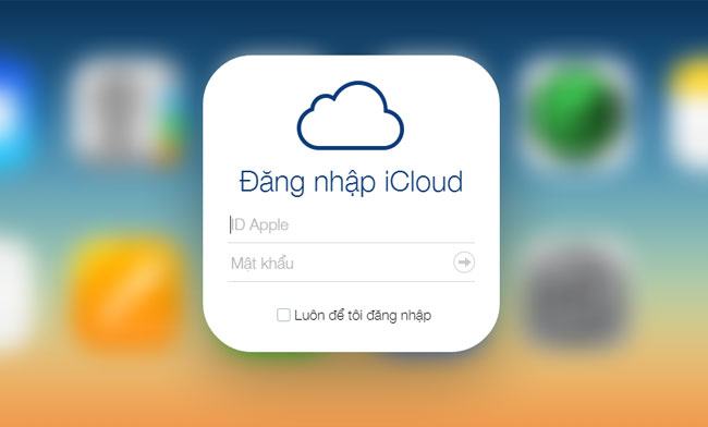 Nhập tài khoản iCloud