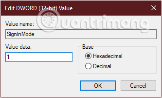 Thay đổi ngày giá trị trong SignInMode thành 1