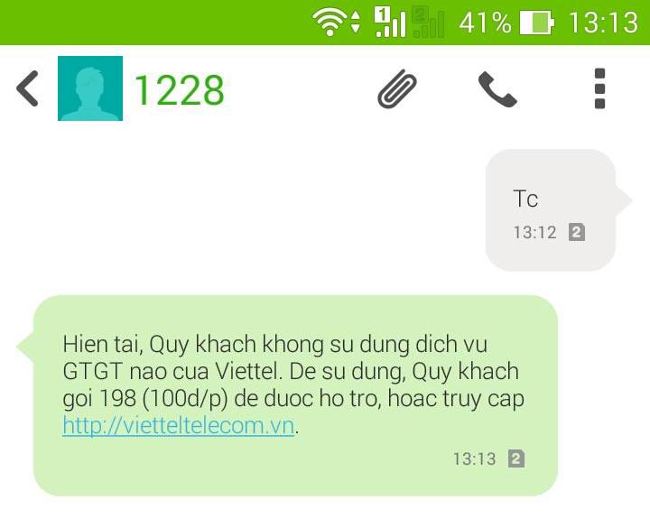 Kết quả được trả về nếu không có đăng ký dịch vụ trên thiết bị của bạn