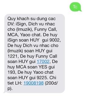 Thông tin chi tiết về cách hủy dịch vụ được cung cấp