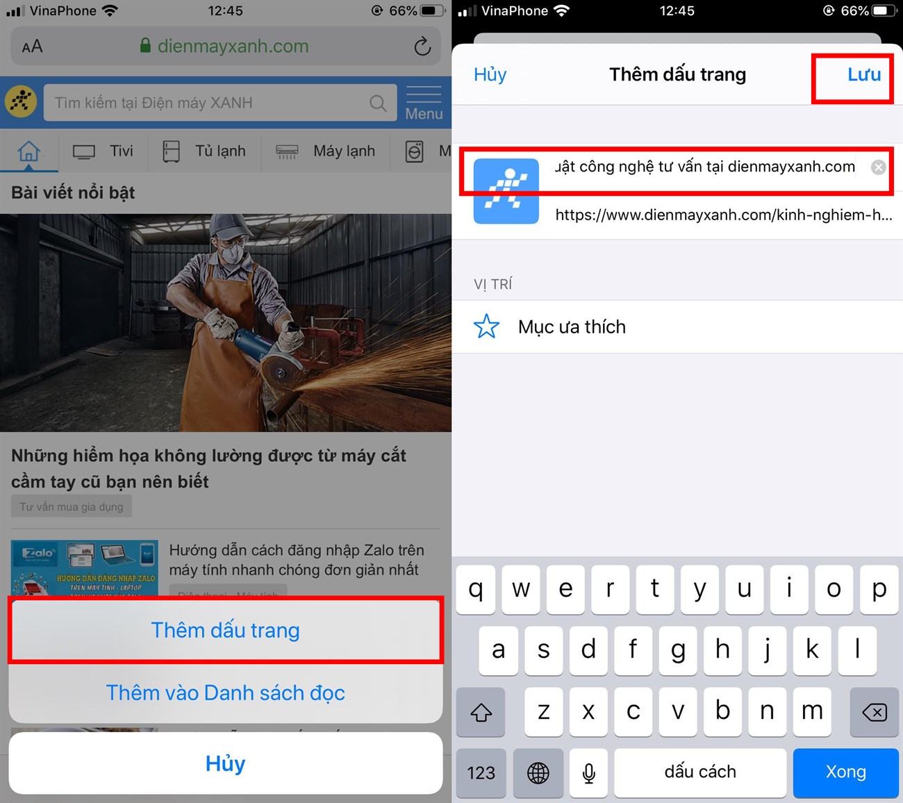 Lưu tab dưới dạng dấu trang