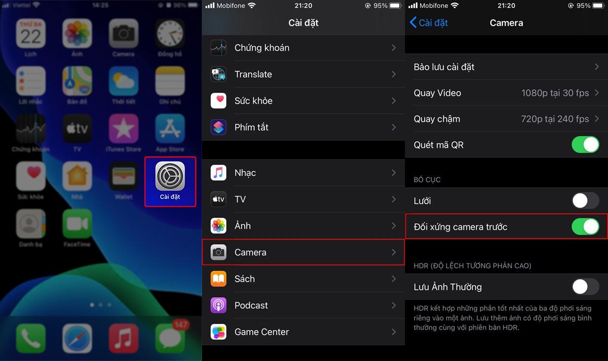 Hướng dẫn cách bật tính năng đối xứng camera trước của iPhone trên iOS 14