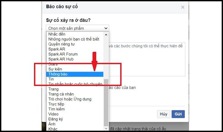 Chọn thông báo