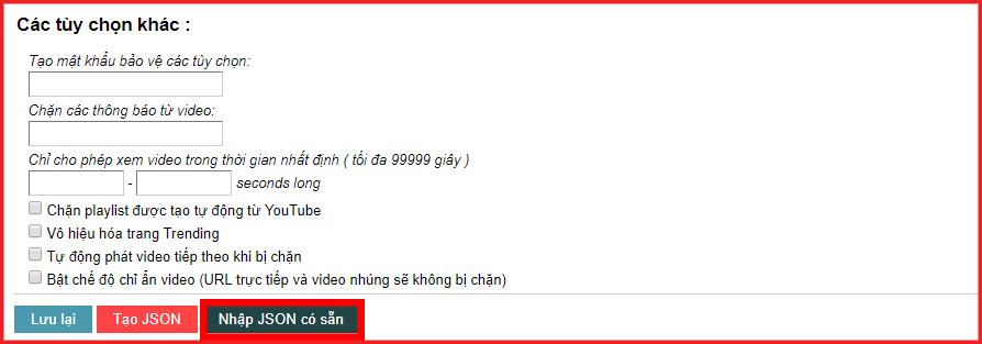 Vui lòng nhấp vào hộp nhập JSON có sẵn