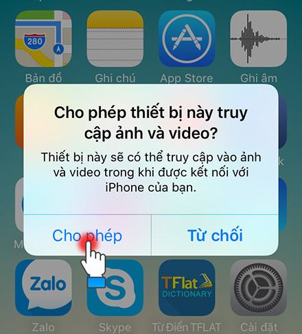 Chọn Cho phép trên iPhone