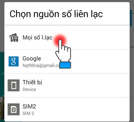 Chọn tất cả liên hệ