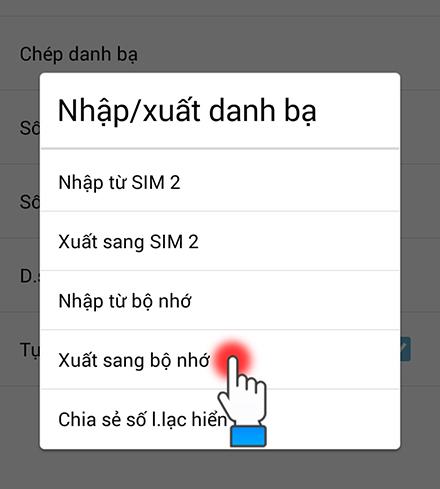 Chọn Xuất vào Bộ nhớ