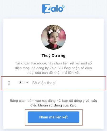 Nhập mã xác minh Zalo