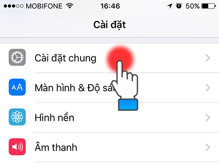 Chuyển đến Cài đặt chung.