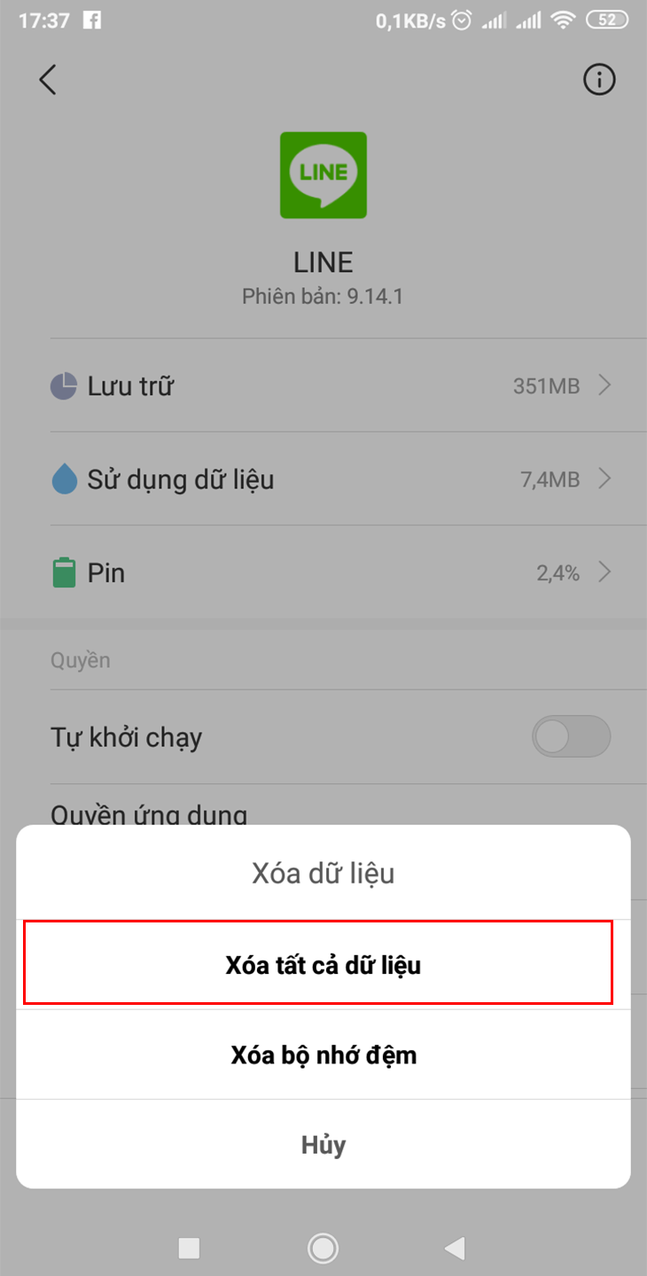 Chọn Xóa tất cả dữ liệu và nhập lại ứng dụng