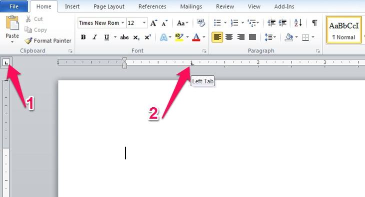 Đặt vị trí tab mong muốn
