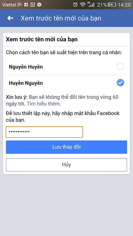 lưu thay đổi