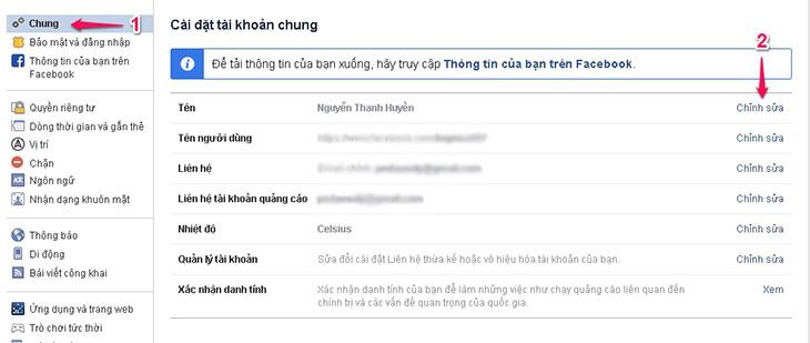 Ở bên phải của trường Tên, hãy nhấp vào từ Chỉnh sửa