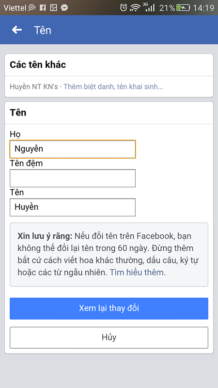 Nhập tên cần thay đổi