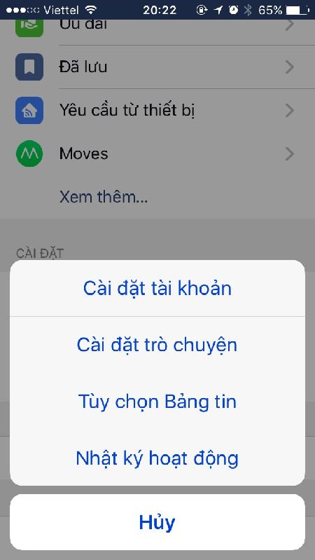 Chọn Cài đặt Tài khoản