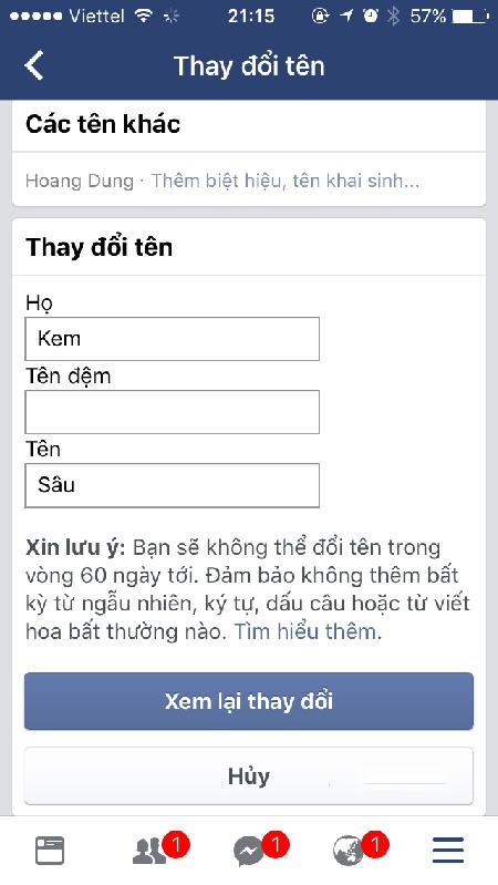 Nhập tên cần thay đổi