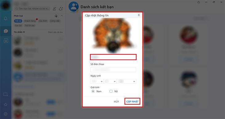 Hướng dẫn đổi tên Zalo trên máy tính