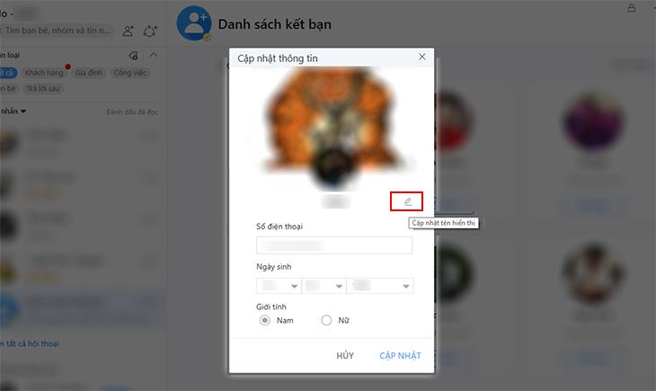 Hướng dẫn đổi tên Zalo trên máy tính