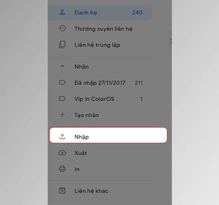 Nhập danh bạ
