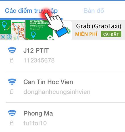 Danh sách mạng WLAN với mật khẩu tương ứng