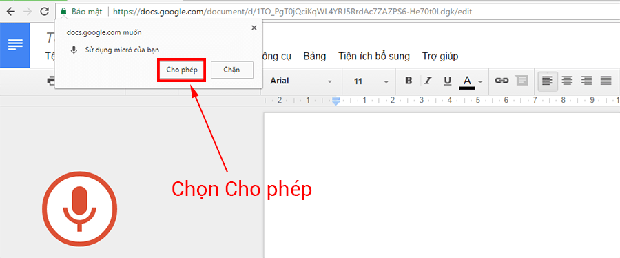 Chọn Cho phép.