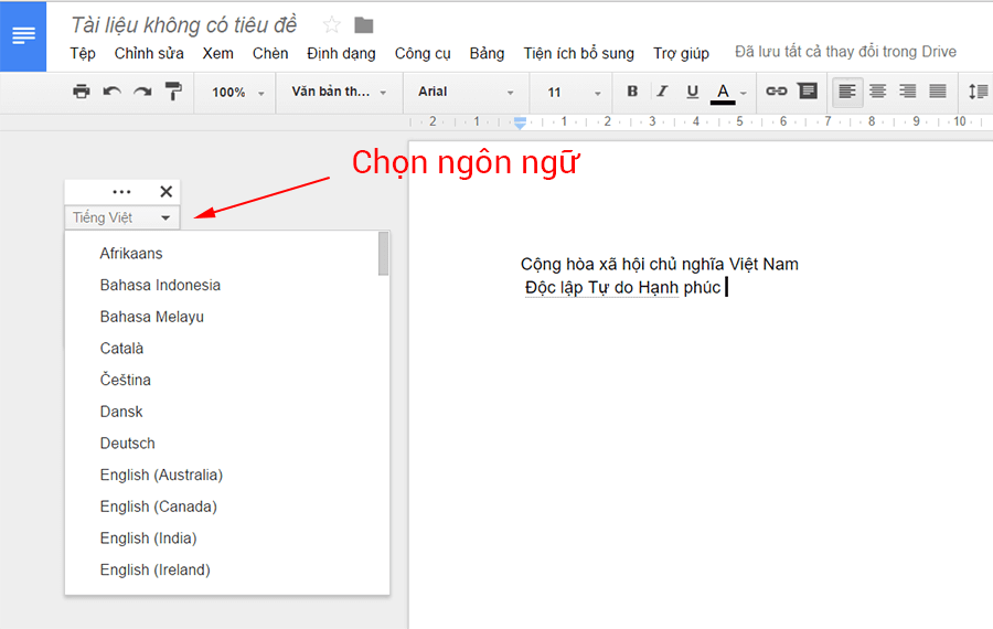 Chọn một ngôn ngữ