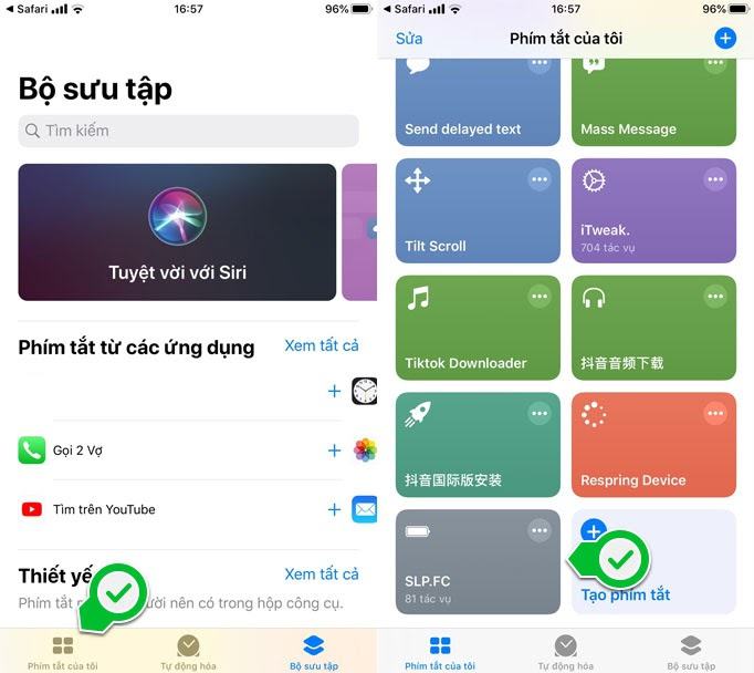 Bật các phím tắt SLP.FC Siri