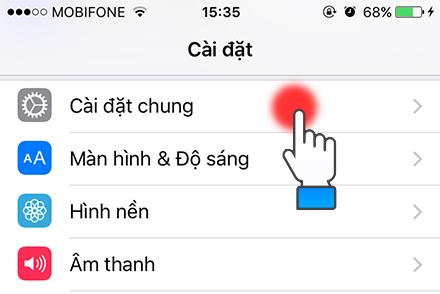 Bước 2: Vào Cài đặt chung.