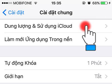     Chọn Lưu trữ & Sử dụng iCloud.