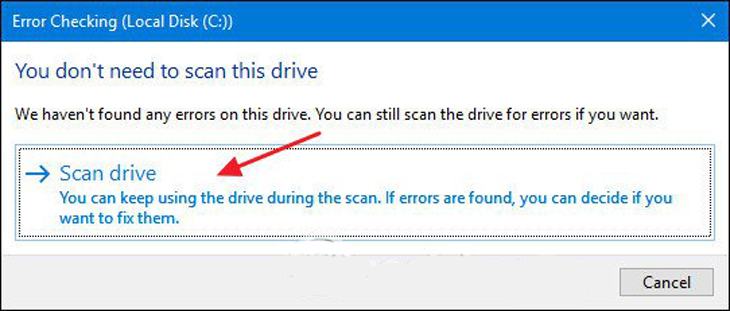 Nhấp vào Quét Drive