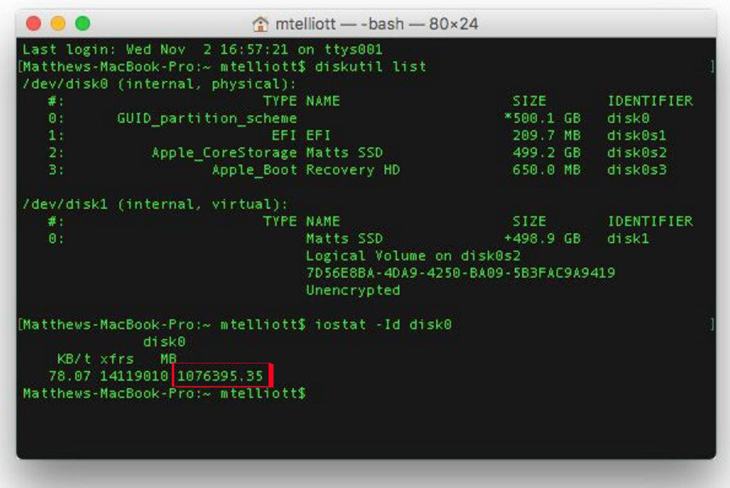 Các thông số cho biết trạng thái của ổ cứng Mac