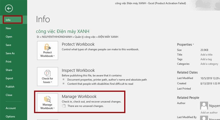 Lấy lại tệp Excel đã ghi đè Lấy lại tệp Excel đã ghi đè