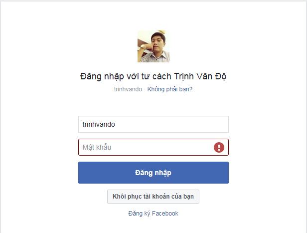Bước 2: Sử dụng địa chỉ Facebook này để thay thế email hoặc tên người dùng cũ.