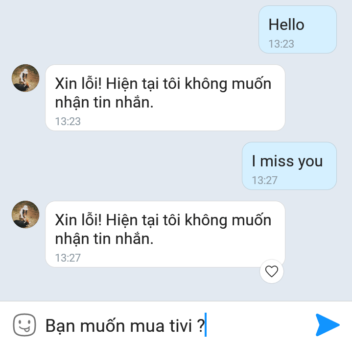 Xin lỗi, tôi không muốn nhận bất kỳ tin nhắn nào ngay bây giờ