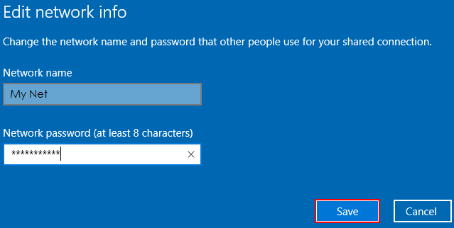 Nhập tên mạng và mật khẩu