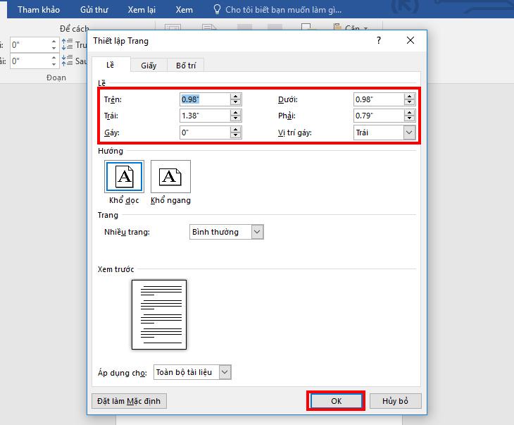 Tạo trang bìa Word có lề + Bước 1