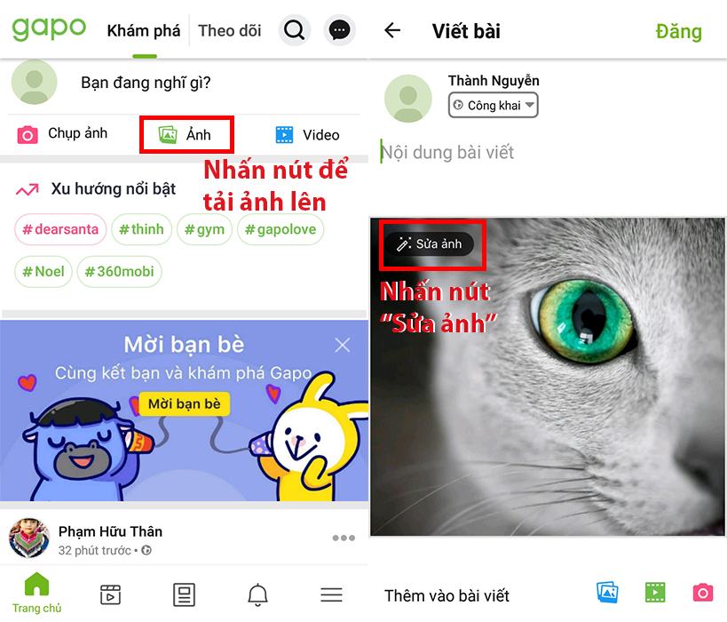 Bấm phím để thêm ảnh, sau đó chọn Chỉnh sửa ảnh