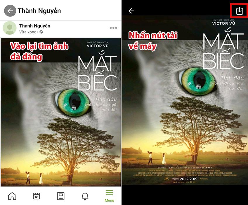 Để tải hình ảnh xuống máy tính của bạn, hãy tìm lại hình ảnh đã xuất bản và nhấp vào nút tải xuống 